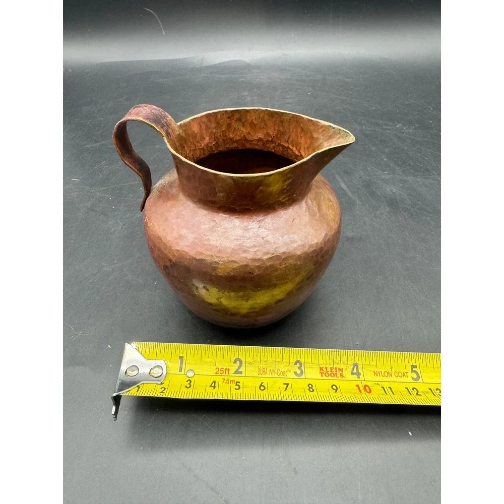 Vintage Hand Hammered Copper Pitcher Jug Rustic Farmhouse Vase 4.5